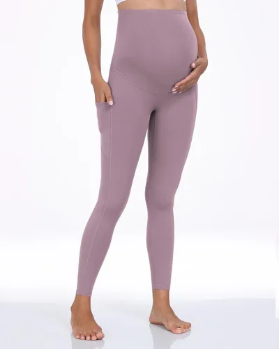 Vista 53 de WHOUARE Leggings de maternidad sobre el vientre con bolsillos para mujer, cintura alta, entrenamiento, pantalones de yoga
