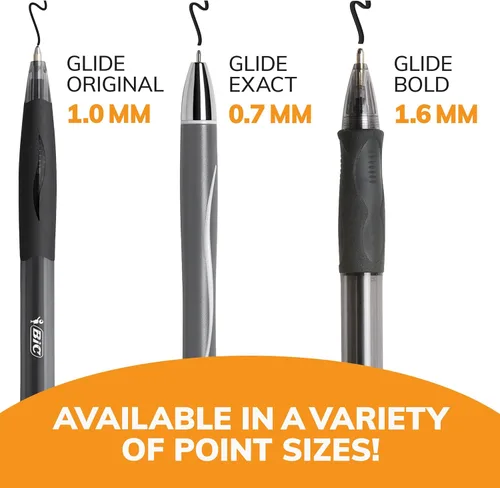 Vista 9 de BIC Glide Bold - Bolígrafos negros de punta gruesa (0.063 in), suministros escolares para estudiantes y profesores, con agarre completo, paquete