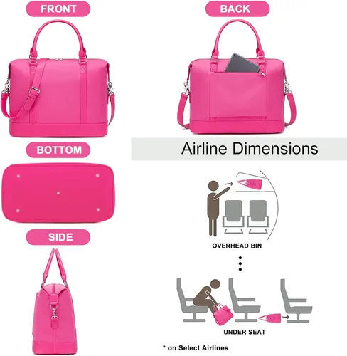 Vista 23 de BLUBOON Bolsas de viaje con cremallera, bolsa de lona para mujer, bolsa de fin de semana para mujer, bolsa de lona para llevar en la bolsa de lona