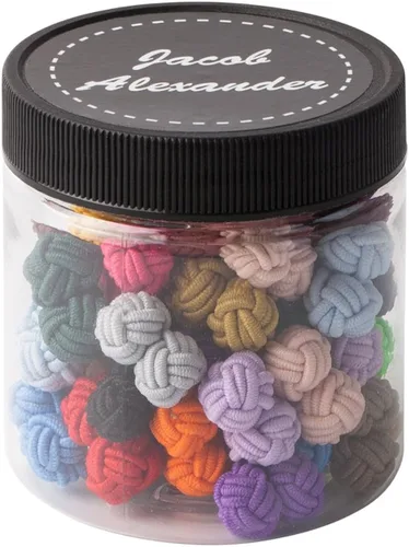 Vista 5 de Jacob Alexander Tarro de regalo, 25 pares de nudos de seda de color sólido, colección a granel, Multi