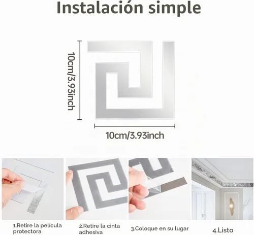 Vista 6 de 15 calcomanías de borde de espejo, calcomanías de decoración de pared, removibles, despegar y pegar, protector contra salpicaduras para decoración