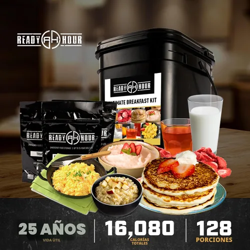 Vista 3 de Ready Hour Cubo de Desayuno (128 Porciones), Suministro de Alimentos de Emergencia, Kit de Alimentos de Emergencia, Alimentos con Vida Útil de 25