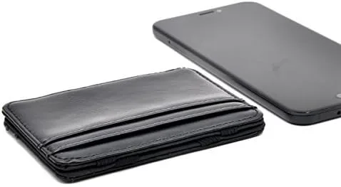 Vista 3 de Cartera delgada de bolsillo con clip mágico para dinero y tarjeteros, cuero genuino