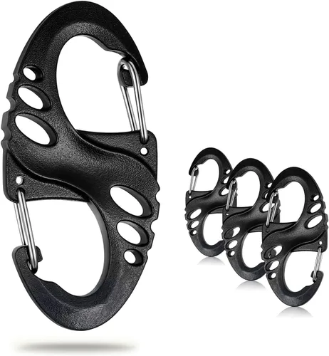 Vista 8 de 12 Pack 2" Carabiner Clip Plastic S Carabiner Clips Paracord Keychain Hooks for Key Chain Backpacks Bags Zipper Clip Accessories Surtido