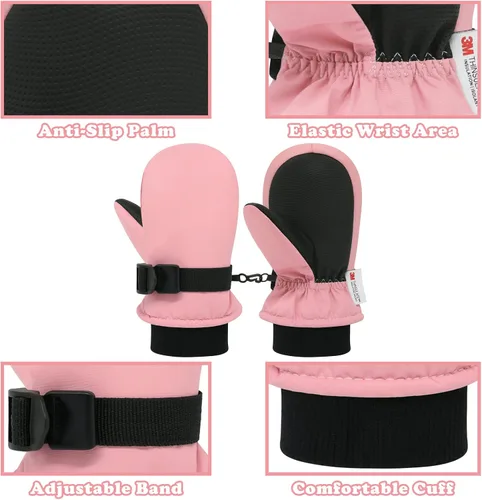 Vista 5 de Sarfel Guantes de invierno impermeables para niños pequeños, guantes de nieve para niños, guantes de esquí para niños, guantes de bebé Thinsulate