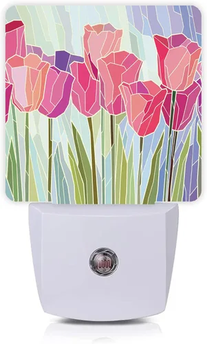 Vista 9 de Luz nocturna de loto de lirio de agua rosa, luces nocturnas LED enchufables, lámpara de noche con sensor automático, lámpara de anochecer a Lirio