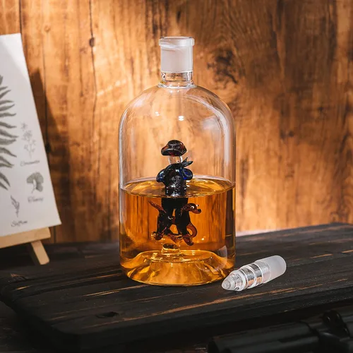 Vista 5 de Decantador de vino y whisky, regalos de caza para hombres, hombre con perro, decantador de 25.4 fl oz, bourbon whisky, único para él, juego