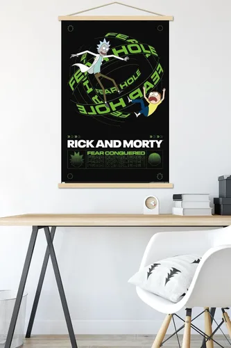 Vista 5 de Trends International Rick And Morty - Póster de pared con agujero del miedo, 22.37 x 34.00 pulgadas, paquete de impresión premium y colgador