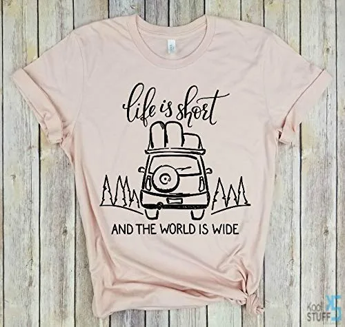 Vista 3 de Life is Short and the World is Wide - Camping Shirt, Adventure Awaits, Adventure Shirt, The Mountains are Calling, Travel Shirt, The Beach is