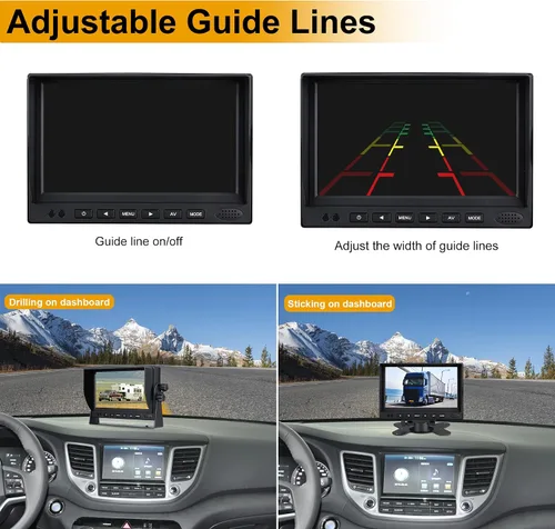 Vista 5 de Cámara de respaldo para caravana, HD 1080P cámara trasera con cámara de respaldo con monitor de 7 pulgadas para caravana, camión, remolque