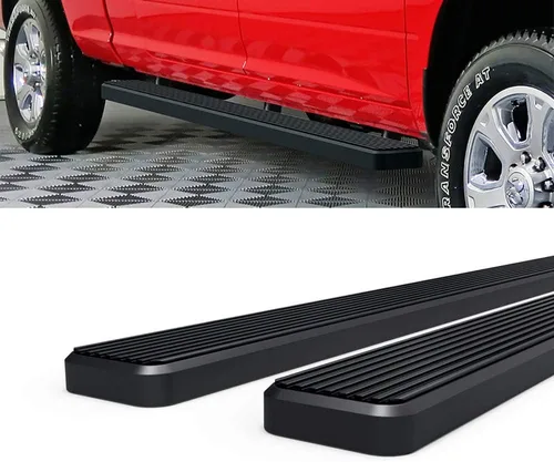 Vista 6 de APS Estribos de 12.7 cm en negro mate compatibles con Ram 2500 3500 2010-2026 Mega Cab de acero inoxidable