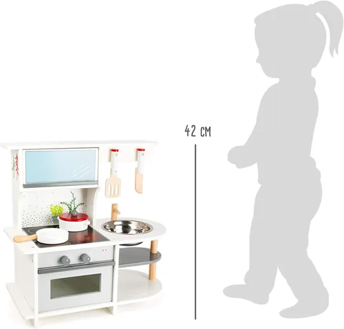 Vista 6 de Small Foot Wooden Toys - Cocina de juego para niños con rango, horno, fregadero de cocina y accesorios diseñados para niños a partir de 3 años