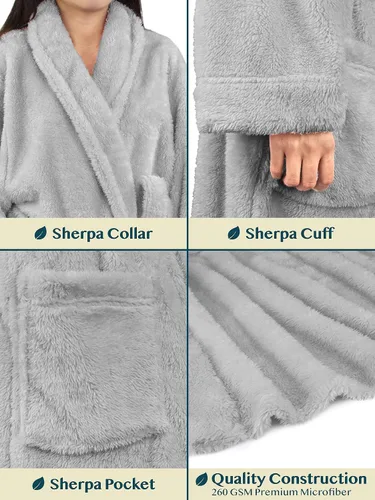 Vista 4 de PAVILIA - Bata de baño para mujer de suave tejido polar, mullida y cálida