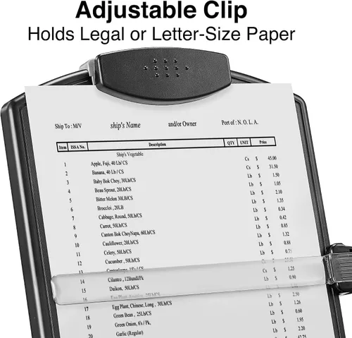 Vista 2 de Staples Soporte de plástico para documentos con clip y barra guía, negro, soporte de copia para escritorio, soporte de papel ajustable
