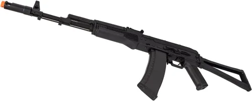 Vista 5 de Lancer Tactical AK-74M Series AEG Rifle de Airsoft de metal completo 400 FPS con esqueleto plegable Stock (ETU instalado) con cargador y batería