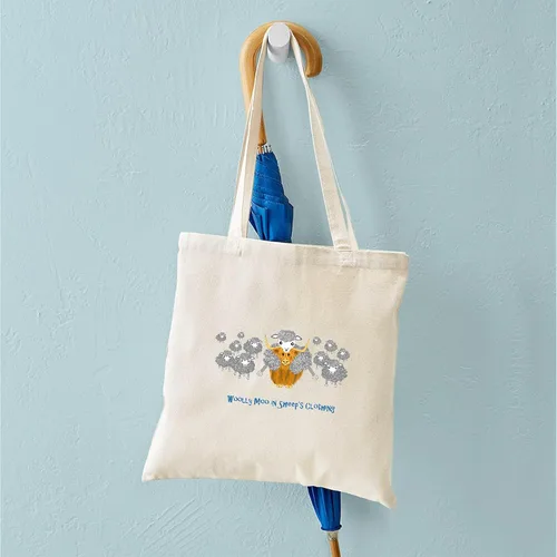 Vista 4 de CafePress Woolly Moo in Sheep's Tote Bag Reusable Natural Beige Canvas Shopping Bag