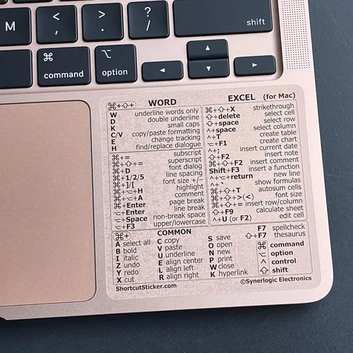 Vista 8 de Synerlogic Pegatina para hoja de trucos de accesos directos de Word y Excel para Mac Adhesivos de acceso directo de teclado de referencia rápida