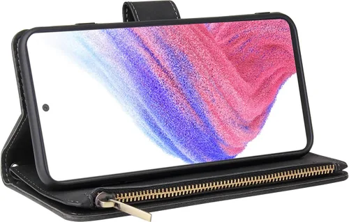 Vista 3 de Asuwish Funda compatible con Samsung Galaxy A53 5G 2022 y protector de pantalla de vidrio templado, funda de cuero con tapa para tarjetero, fundas