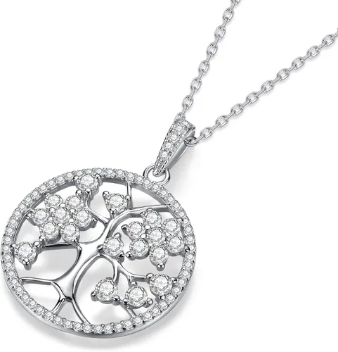 Vista 2 de AMOUR DE LOTUS Collar de árbol de la vida para mujer, collar de plata de ley 925 con circonita cúbica, joyería fina, regalos de joyería para mamá