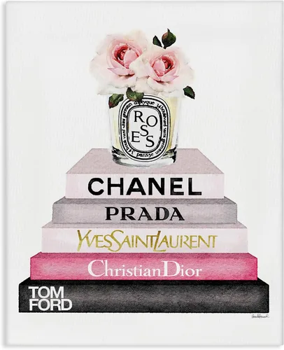 Vista 9 de The Stupell Home Decor Collection Book Stack Fashion Candle Pink Rose