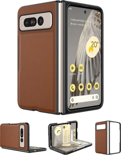 Vista 12 de Funda delgada de cuero para Pixel 9 Pro Fold (2024), sin protector de pantalla, soporte de carga inalámbrica, ultradelgada a prueba de golpes, funda