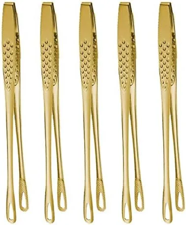Vista 9 de Gold - Pinzas para servir alimentos, cocina, barbacoa, parrilla, freír, acero inoxidable, 2