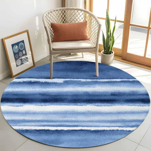 Vista 19 de 2x3 Area Rugs, Blue Stripes Non Slip Area Rugs for Living Room, Bedroom, Barhroom, Entryway, Watercolor Retro Ombre Abstract Tie Dye Art Soft