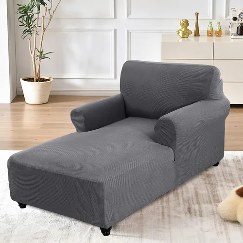 Vista 2 de Funda de sofá gris ajustada, doble brazo, funda elástica, protector de muebles lavable con cuadros pequeños