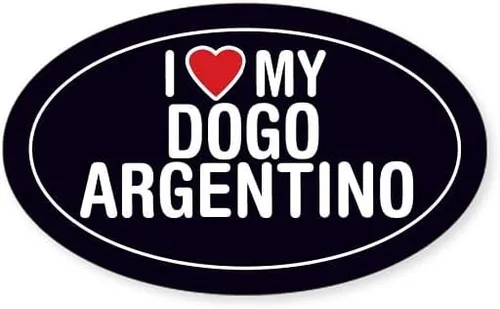 Vista 4 de CafePress Calcomanía ovalada para parachoques de coche I Love My Dogo Argentino