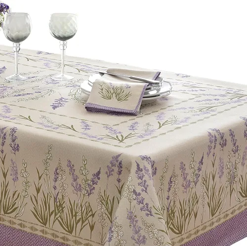 Vista 3 de Home Bargains Plus Provence - Juego de 8 servilletas cuadradas, estampado floral de campo de lilas Blanchard, resistentes a las arrugas y a