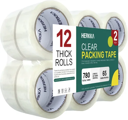 Vista 7 de HERKKA Cinta de Embalaje Transparente, 12 Rollos de Cinta de Embalaje Resistente para Envío, Embalaje, Mudanza y Sellado, Cinta de Embalaje