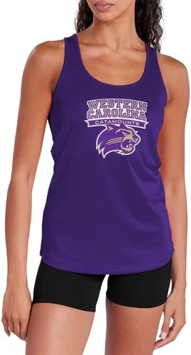 Vista 63 de Camiseta deportiva sin mangas oficial de NCAA Collegiate para mujer, con espalda cruzada, colección con logotipo primario