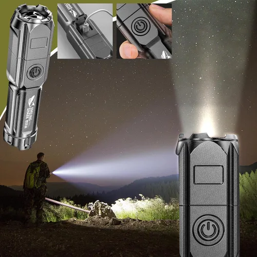 Vista 2 de ABS fuerte luz de enfoque linterna al aire libre portátil hogar común linterna distribución linterna camping luces flash luz