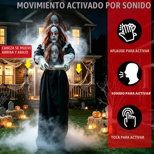 Vista 2 de 5.3 Ft Scary Halloween Animatronics Decorations Outdoor Life Size Maid
