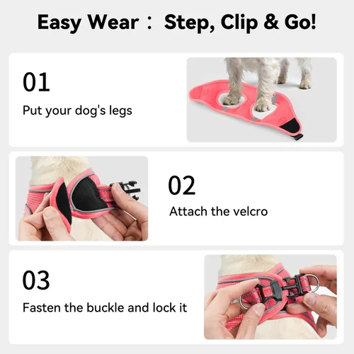 Vista 32 de Joytale Arnés para Perros Pequeños, Chaleco de Malla Transpirable Step-in, Arneses Acolchados Suaves Reflectantes para Gatos y Perros Cachorros