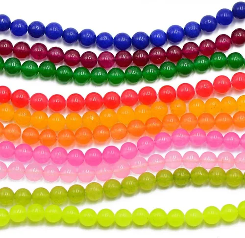 Vista 2 de Cuentas redondas de jade rojo burdeos de 0.236 in - Cuentas de piedras preciosas naturales para la fabricación de joyas
