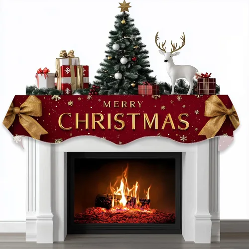 Vista 12 de BVBOX Bufanda Decorativa para Repisa de Chimenea Navideña, Cubierta Corredor para Repisa de Chimenea de Navidad e Invierno