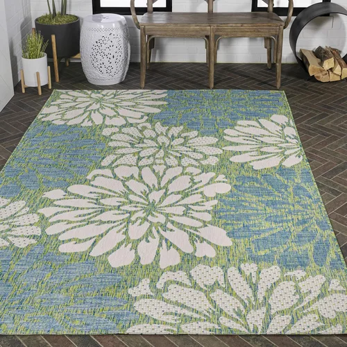 Vista 17 de Eyely BMS110I-28 Santa Monica Zinnia - Alfombra moderna con textura floral para interiores y exteriores, estilo costero, glamour, dormitorio, patio