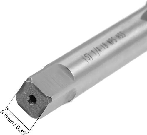 Vista 4 de uxcell Macho de la máquina, 1/4-18 NPS Pipe Tap 4 flautas rectas de acero de alta velocidad roscado roscado herramienta de roscado