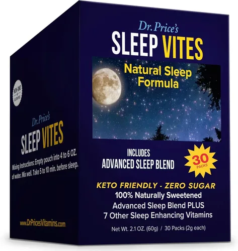 Vista 4 de Dr. Price's - Polvo natural para ayudar al sueño – Berry-Citrus, 30 paquetes Mezcla de bebida en polvo para dormir con magnesio, melatonina