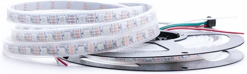 Vista 7 de WS2812B Tira de luz LED direccionable individual 100Pixels/m SMD 5050 RGB Pixel Strip DC5V (3.2FT 100LEDS no impermeable, PCB blanco)
