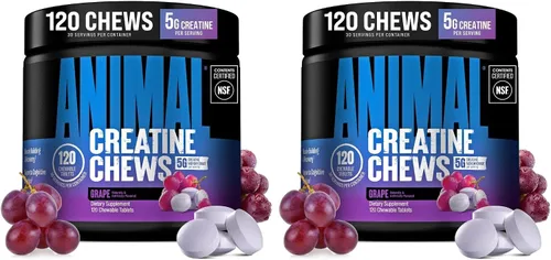 Vista 10 de Animal Gomitas de Creatina – Tabletas masticables mejoradas de monohidrato de creatina con AstraGin y sal marina, máxima absorción pre