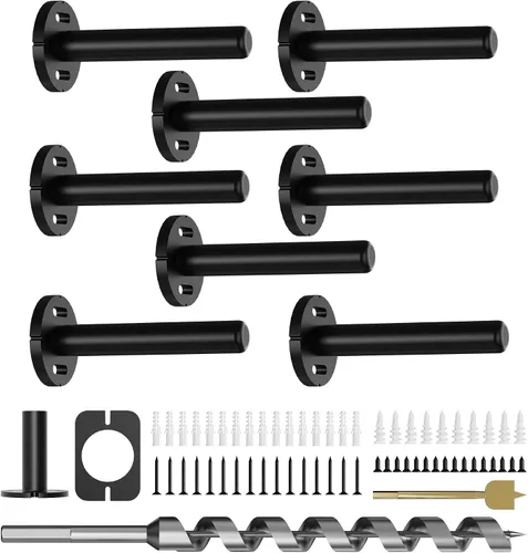 Vista 9 de 4 soportes de pared para estantes flotantes de alta resistencia, soportes invisibles negros para estantería, accesorios decorativos flotantes