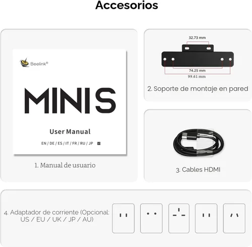 Vista 9 de Beelink Mini PC Mini S12 con procesador N95, 8G DDR4 256G SSD Mini PC de escritorio, WiFi5, BT4.2, Dual HDMI, 2.5G LAN W-11 Home WMini computadora