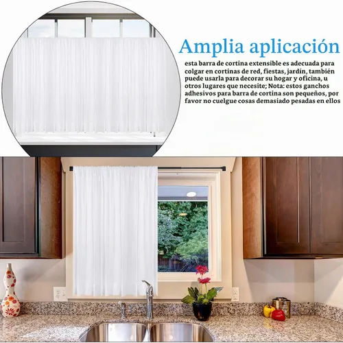 Vista 5 de Jetec 4 Piezas Barras de Cortina Extensibles para Armario Barras de Tensión Ajustables Barra de Cortina de Plástico con 10 Piezas Ganchos