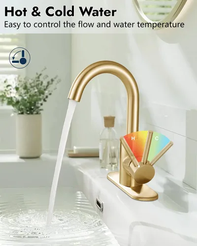 Vista 7 de Midanya Grifo de baño de un solo agujero, grifo de fregadero de barra de 1 agujero, adecuado para tocador de cocina, RV, boquilla giratoria de acero