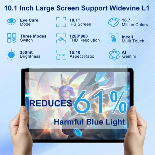 Vista 10 de Tablet Android 15 de 10.1 pulgadas con 30 GB de RAM 128 GB de ROM 1 TB de expansión, con teclado y ratón, Octa-Core, 8000 mAh, pantalla HD IPS, WiFi