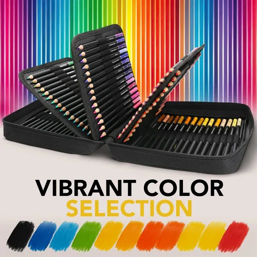 Vista 3 de Castle Art Supplies 120 lápices de colores con cierre de cremallera Puños de color suave de calidad para artistas adultos, profesionales
