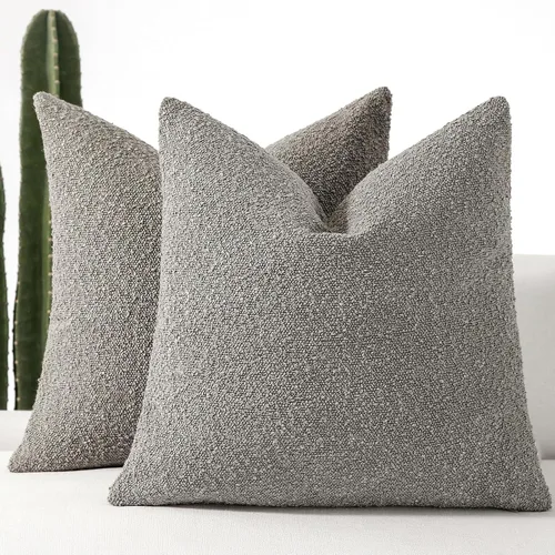 Vista 20 de Fundas de cojín decorativas de bouclé para sofá, juego de 2, 16 x 16 pulgadas, beige