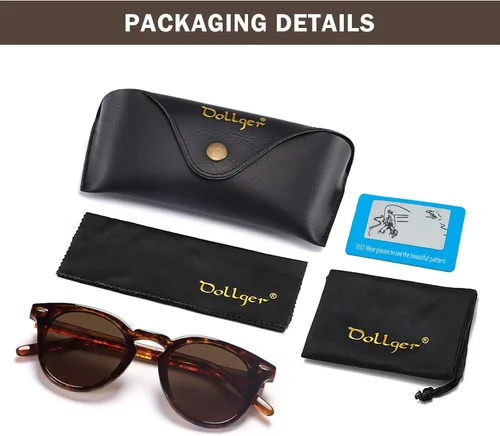 Vista 6 de Dollger Polarized Round Sunglasses for Women Classic Retro Design Womens Trendy Style UV Protection Lens